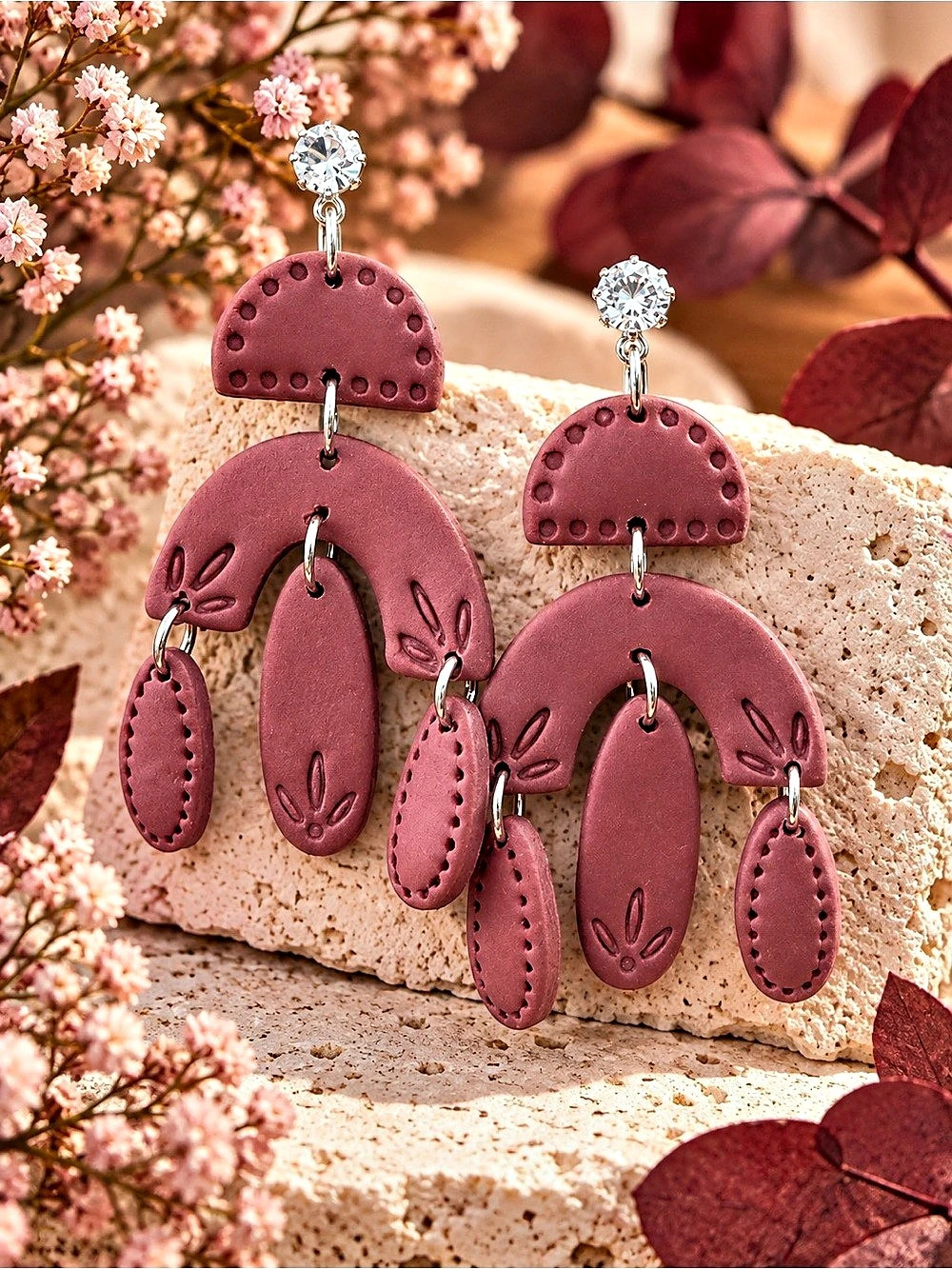 Pink Statement Drop Earrings